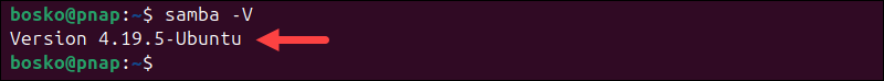 Kiểm tra phiên bản chương trình Samba.