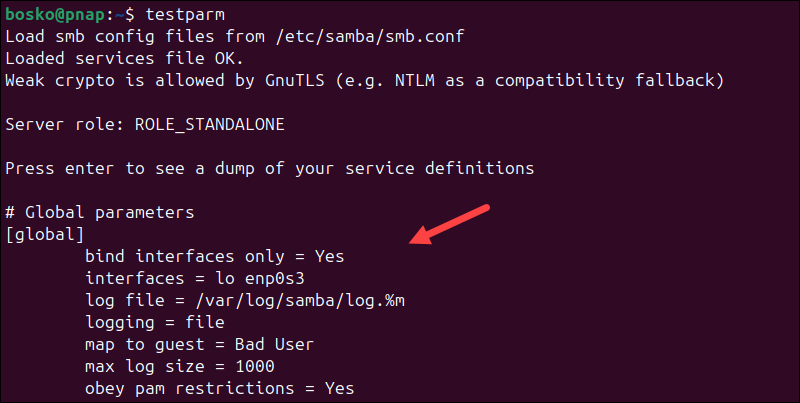 Lấy thông tin chi tiết về kiểm tra cú pháp Samba.