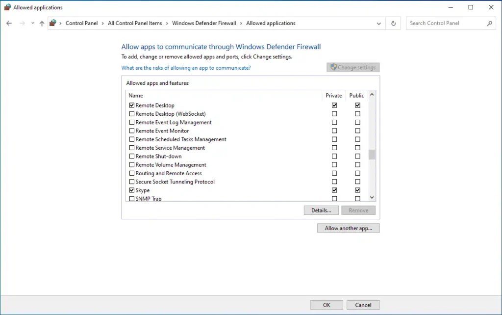 Cấu hình cho phép Remote Desktop