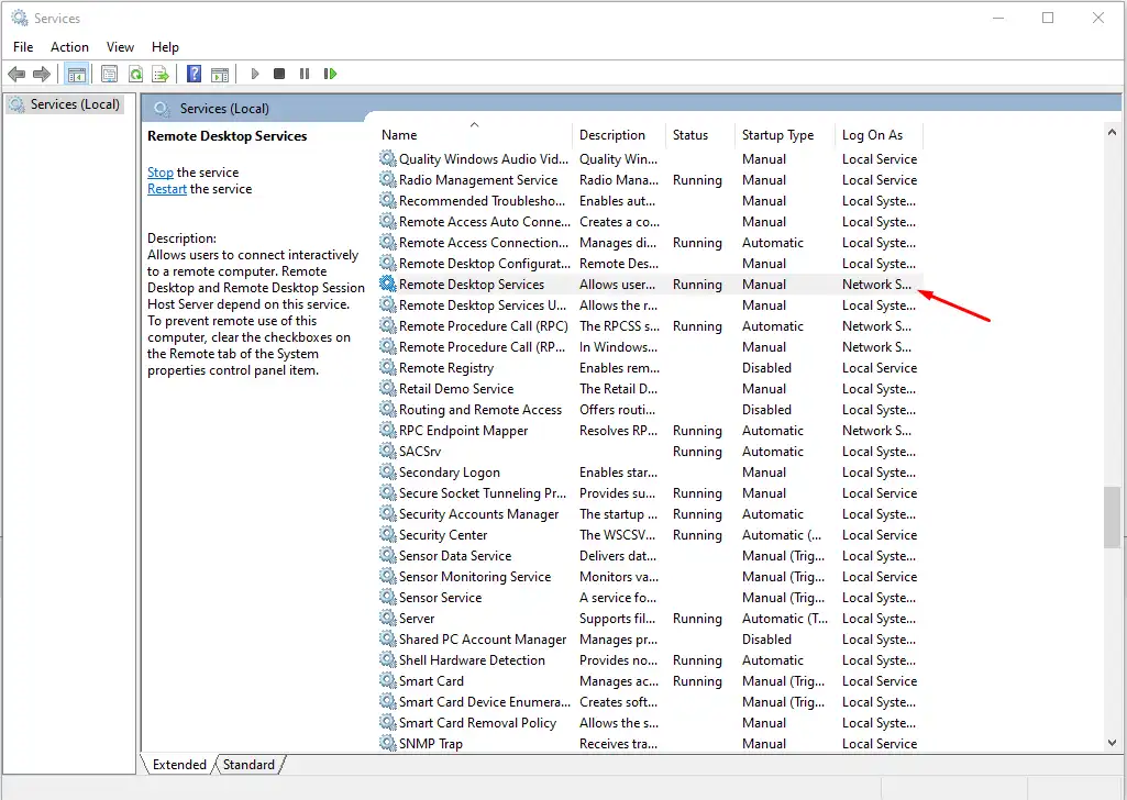 Kiểm tra Running Service