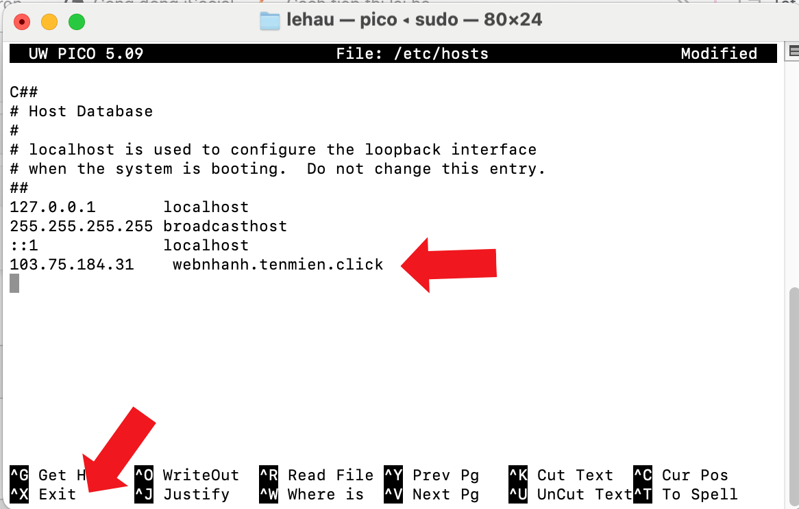 Cấu hình file hosts hoàn tất